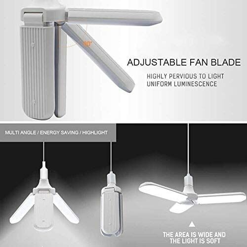 Picture of LED Multicolor Foldable Fan Blade Light Bulb – Adjustable B22 Ceiling Lamp with Red Blue Green LED Lighting, High Brightness Energy Saving Foldable Blade Light for Home Room Garage Indoor Lighting Multicolor