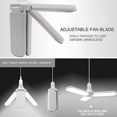 Picture of LED Multicolor Foldable Fan Blade Light Bulb – Adjustable B22 Ceiling Lamp with Red Blue Green LED Lighting, High Brightness Energy Saving Foldable Blade Light for Home Room Garage Indoor Lighting Multicolor