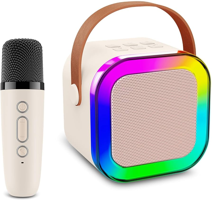 Picture of K12 Bluetooth Karaoke Speaker with Wireless Microphone | Portable Mini KTV Speaker Set with RGB Lights Multicolor