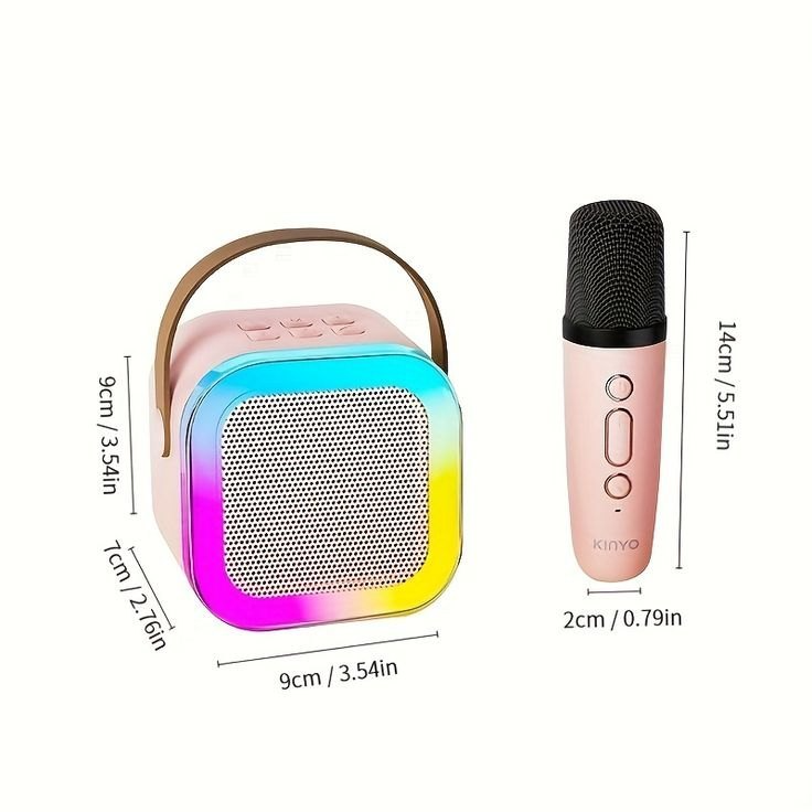 Picture of K12 Bluetooth Karaoke Speaker with Wireless Microphone | Portable Mini KTV Speaker Set with RGB Lights Multicolor