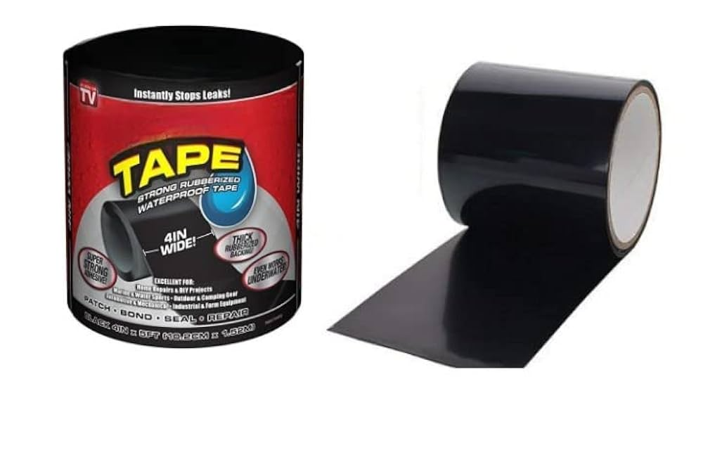 Picture of Flex Tape Strong Rubberized Waterproof Tape | Heavy Duty Leak Repair Tape (4 Inch × 5 Feet) Black