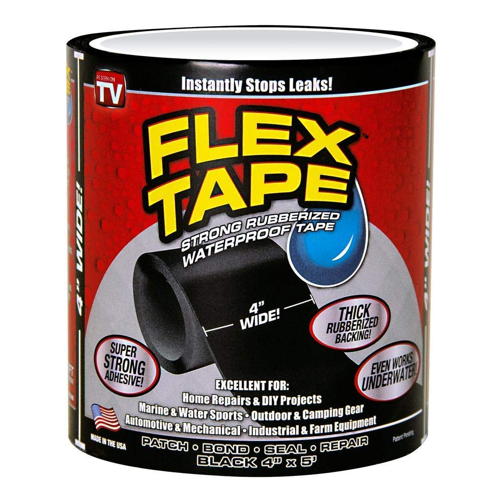 Picture of Flex Tape Strong Rubberized Waterproof Tape | Heavy Duty Leak Repair Tape (4 Inch × 5 Feet) Black