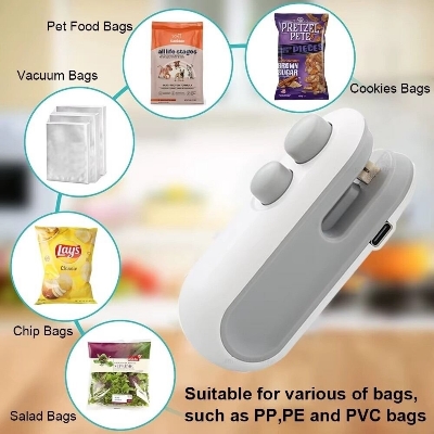 Picture of 2 In 1 Mini Bag Sealer & Cutter Portable Heat Sealer Plastic Bag Sealing Machine Food Snack Chip Bag Sealer Kitchen Storage Sealing Tool 