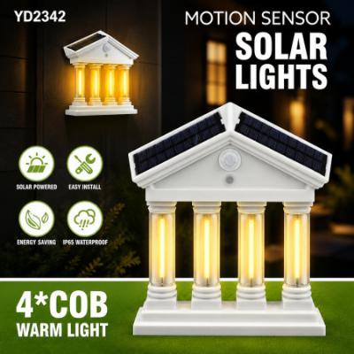 Picture of 4 COB Motion Sensor Solar Light Waterproof Outdoor LED Solar Wall Light Automatic On Off Security Garden Light Yard Gate Garage Fence Street Lamp Multicolor