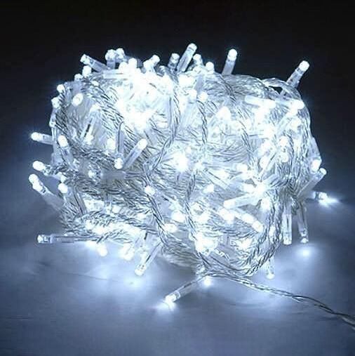 Picture of LED Curtain String Fairy Light 9.8 x 9.8 Ft – 8 Modes Cool White Plug In Decorative Curtain Lights for Bedroom Window Wall Party Backdrop Indoor Outdoor Decoration White