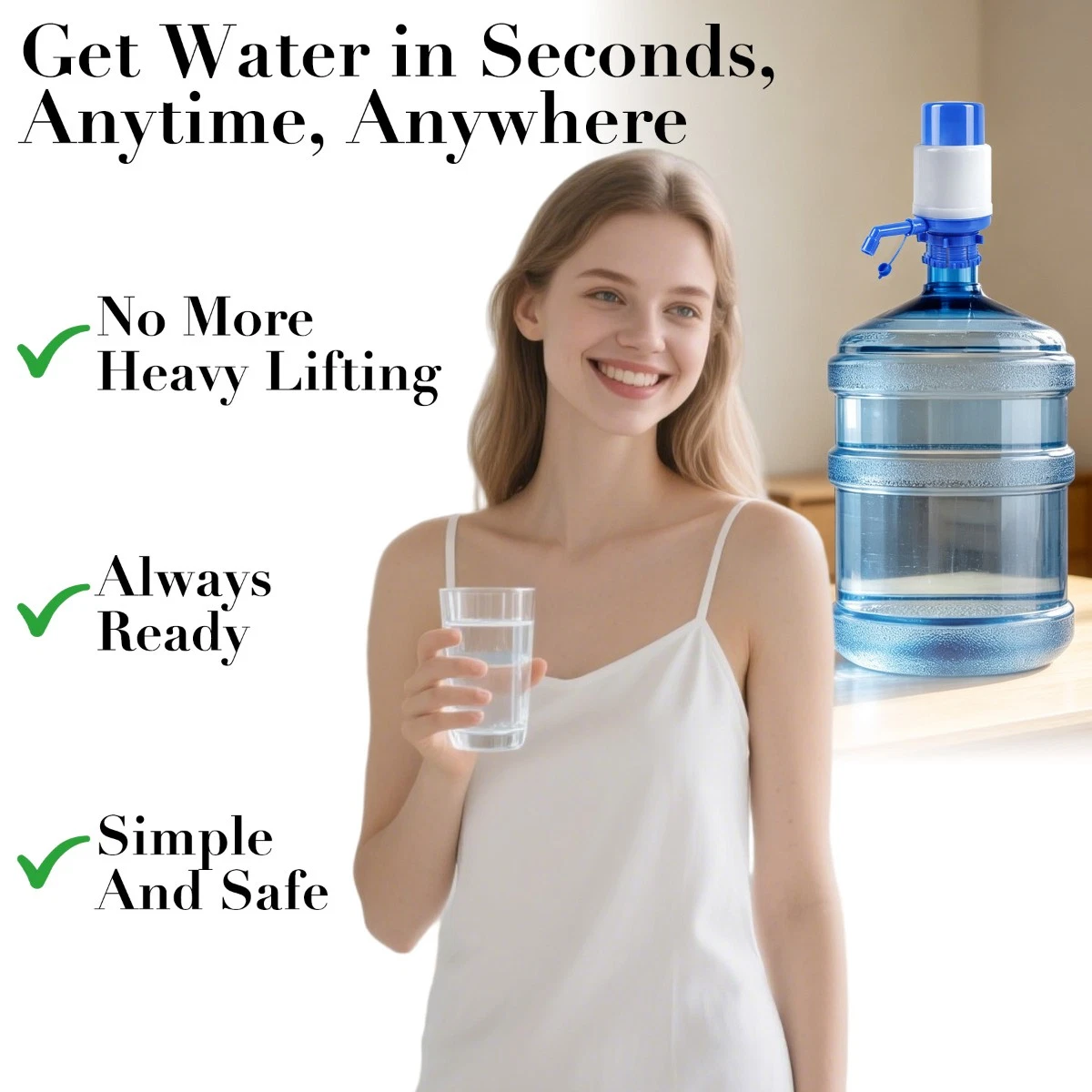 Picture of Manual Water Pump Dispenser for 5 & 6 Gallon Bottle Hand Press Drinking Water Pump Portable Bottle Tap Water Dispenser Jug Pump Home Office Camping Multicolor