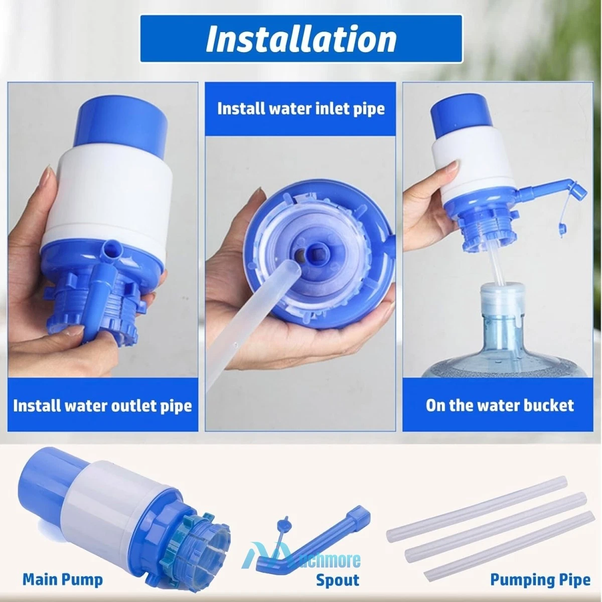 Picture of Manual Water Pump Dispenser for 5 & 6 Gallon Bottle Hand Press Drinking Water Pump Portable Bottle Tap Water Dispenser Jug Pump Home Office Camping Multicolor
