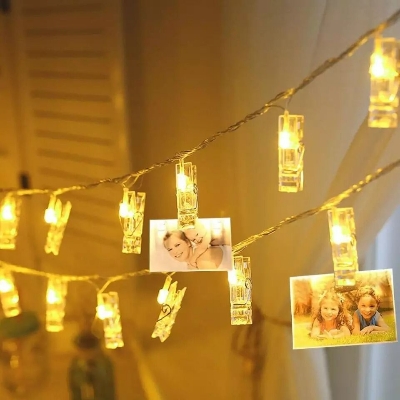 Picture of Fairy Light Clip Shape Warm Golden Color 20 Pieces Set – Decorative Photo Clip LED Fairy Lights for Room Decoration, Bedroom, Wedding, Party & Home Decor Gold