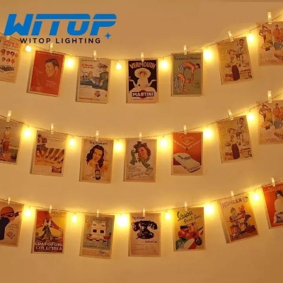Picture of Fairy Light Clip Shape Warm Golden Color 20 Pieces Set – Decorative Photo Clip LED Fairy Lights for Room Decoration, Bedroom, Wedding, Party & Home Decor Gold