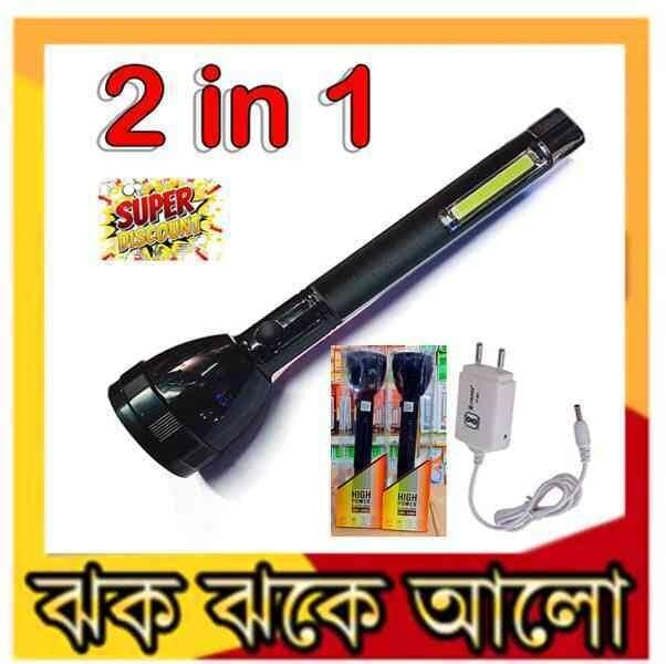 Picture of SM-2080 High Power LED Torch Light – Rechargeable Heavy Duty 2 Mode Flashlight for Indoor Outdoor Camping Emergency Security and Daily Use Black