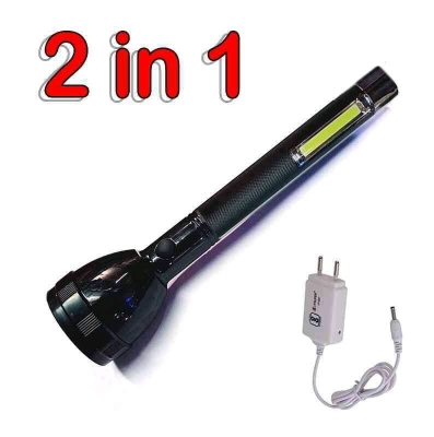 Picture of SM-2080 High Power LED Torch Light – Rechargeable Heavy Duty 2 Mode Flashlight for Indoor Outdoor Camping Emergency Security and Daily Use Black