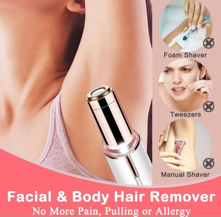 Picture of Portable Lipstick Electric Hair Remover for Women Facial Hair Remover Eyebrow Trimmer Painless Battery Operated Mini Razor Face Hair Removal Shaver Multicolor