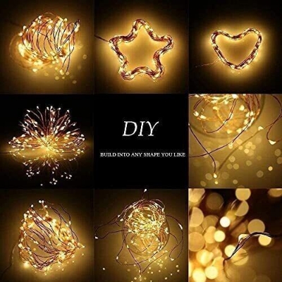 Picture of 15 Feet 50 LED Color Changing Fairy String Lights – Flexible Gold Copper Wire Battery Operated Decorative Lights for Bedroom, Wedding, Party & Home Decor Gold