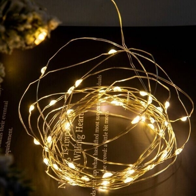 Picture of 15 Feet 50 LED Color Changing Fairy String Lights – Flexible Gold Copper Wire Battery Operated Decorative Lights for Bedroom, Wedding, Party & Home Decor Gold