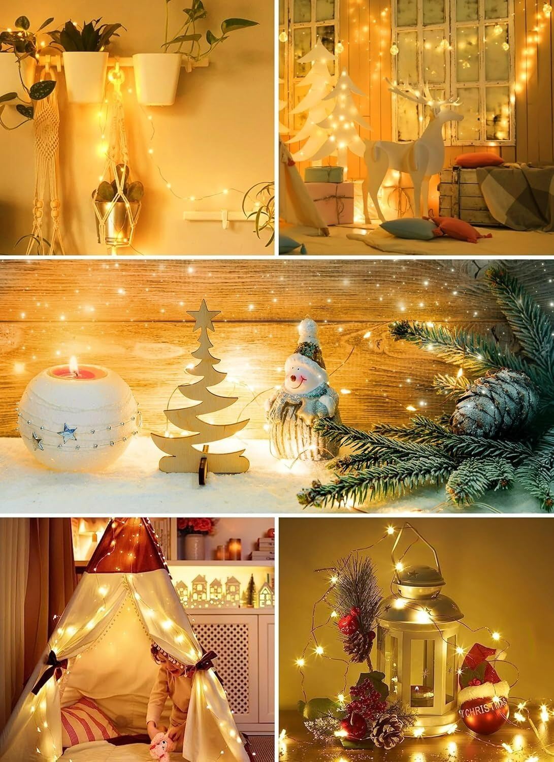 Picture of 15 Feet 50 LED Color Changing Fairy String Lights – Flexible Gold Copper Wire Battery Operated Decorative Lights for Bedroom, Wedding, Party & Home Decor Gold