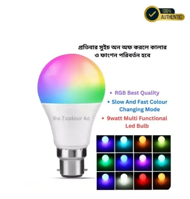 Picture of 7 Color Decorative Night Light RGB Colour Changing LED Bulb 9W – Multicolor LED Night Lamp for Home, Bedroom, Party, Festival & Decorative Lighting Multicolor