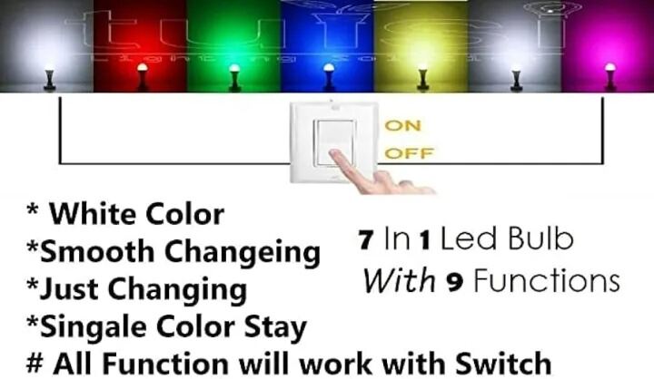 Picture of 7 Color Decorative Night Light RGB Colour Changing LED Bulb 9W – Multicolor LED Night Lamp for Home, Bedroom, Party, Festival & Decorative Lighting Multicolor