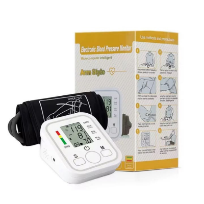 Picture of Digital Arm Blood Pressure Monitor with Voice Automatic BP Machine LCD Display Blood Pressure Checker Pulse Monitor Home Health Care Device Multicolor
