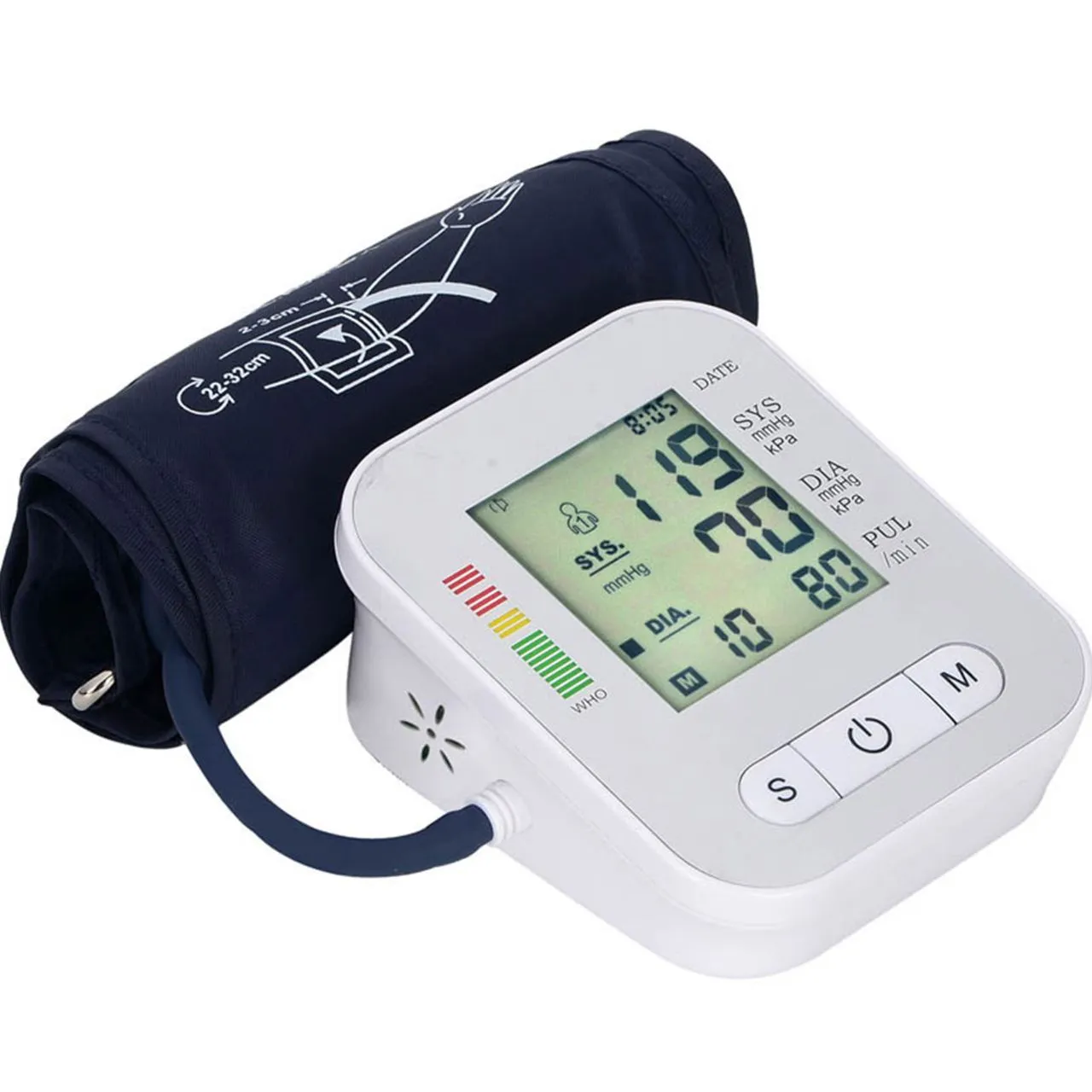 Picture of Digital Arm Blood Pressure Monitor with Voice Automatic BP Machine LCD Display Blood Pressure Checker Pulse Monitor Home Health Care Device Multicolor