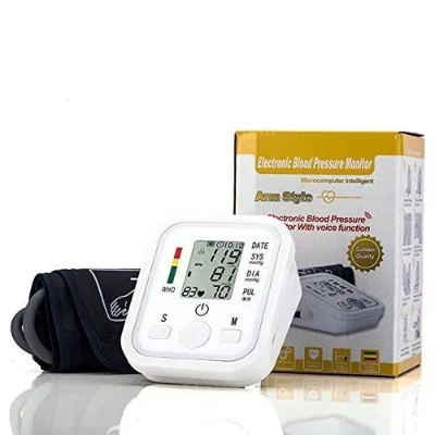 Picture of Digital Arm Blood Pressure Monitor with Voice Automatic BP Machine LCD Display Blood Pressure Checker Pulse Monitor Home Health Care Device Multicolor