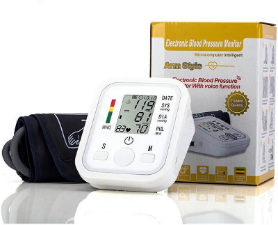 Picture of Digital Arm Blood Pressure Monitor with Voice Automatic BP Machine LCD Display Blood Pressure Checker Pulse Monitor Home Health Care Device Multicolor