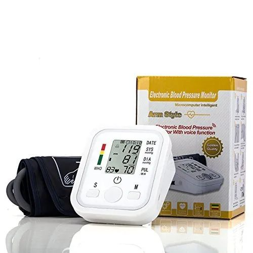 Picture of Digital Arm Blood Pressure Monitor with Voice Automatic BP Machine LCD Display Blood Pressure Checker Pulse Monitor Home Health Care Device Multicolor