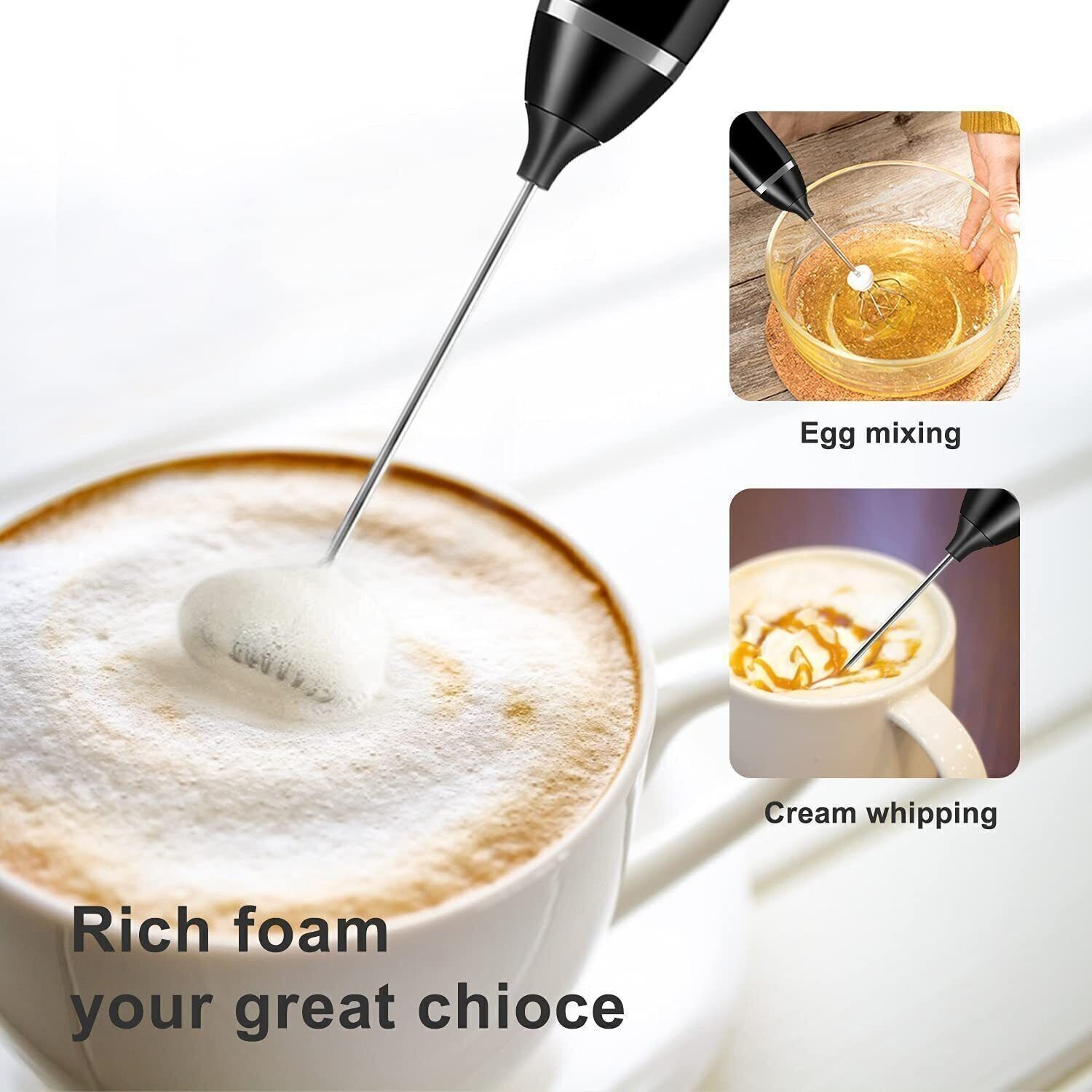 Picture of Handheld Electric Milk Frother USB Rechargeable Coffee & Egg Beater - 3 Speed Adjustable Professional Mixer for Cappuccino, Latte, Hot Chocolate Multicolor