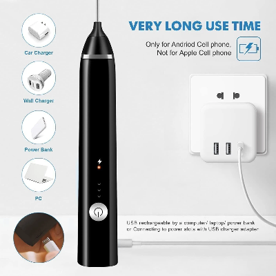 Picture of Handheld Electric Milk Frother USB Rechargeable Coffee & Egg Beater - 3 Speed Adjustable Professional Mixer for Cappuccino, Latte, Hot Chocolate Multicolor