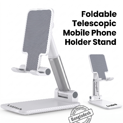 Picture of Foldable Telescopic Mobile Phone Holder Stand – Adjustable Desktop Bracket for Smartphones & Tablets, Portable Foldable Stand for Home Office Study – White