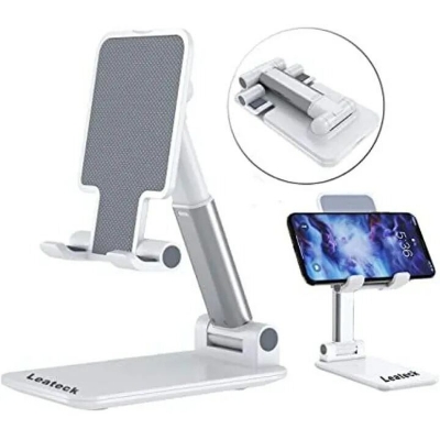 Picture of Foldable Telescopic Mobile Phone Holder Stand – Adjustable Desktop Bracket for Smartphones & Tablets, Portable Foldable Stand for Home Office Study – White