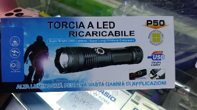 Picture of P50 Rechargeable Tactical Flashlight XHP50 LED Torch USB Rechargeable Zoomable Waterproof High Power LED Torch Camping Emergency Flash Light Black