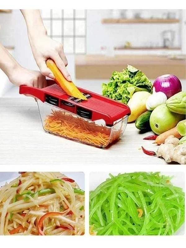 Picture of 10 in 1 Mandoline Slicer Multifunction Vegetable Cutter Vegetable Chopper Dicer Grater Fruit Slicer Kitchen Food Cutter with Container Multicolor