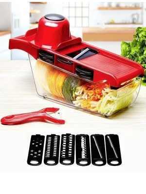 Picture of 10 in 1 Mandoline Slicer Multifunction Vegetable Cutter Vegetable Chopper Dicer Grater Fruit Slicer Kitchen Food Cutter with Container Multicolor