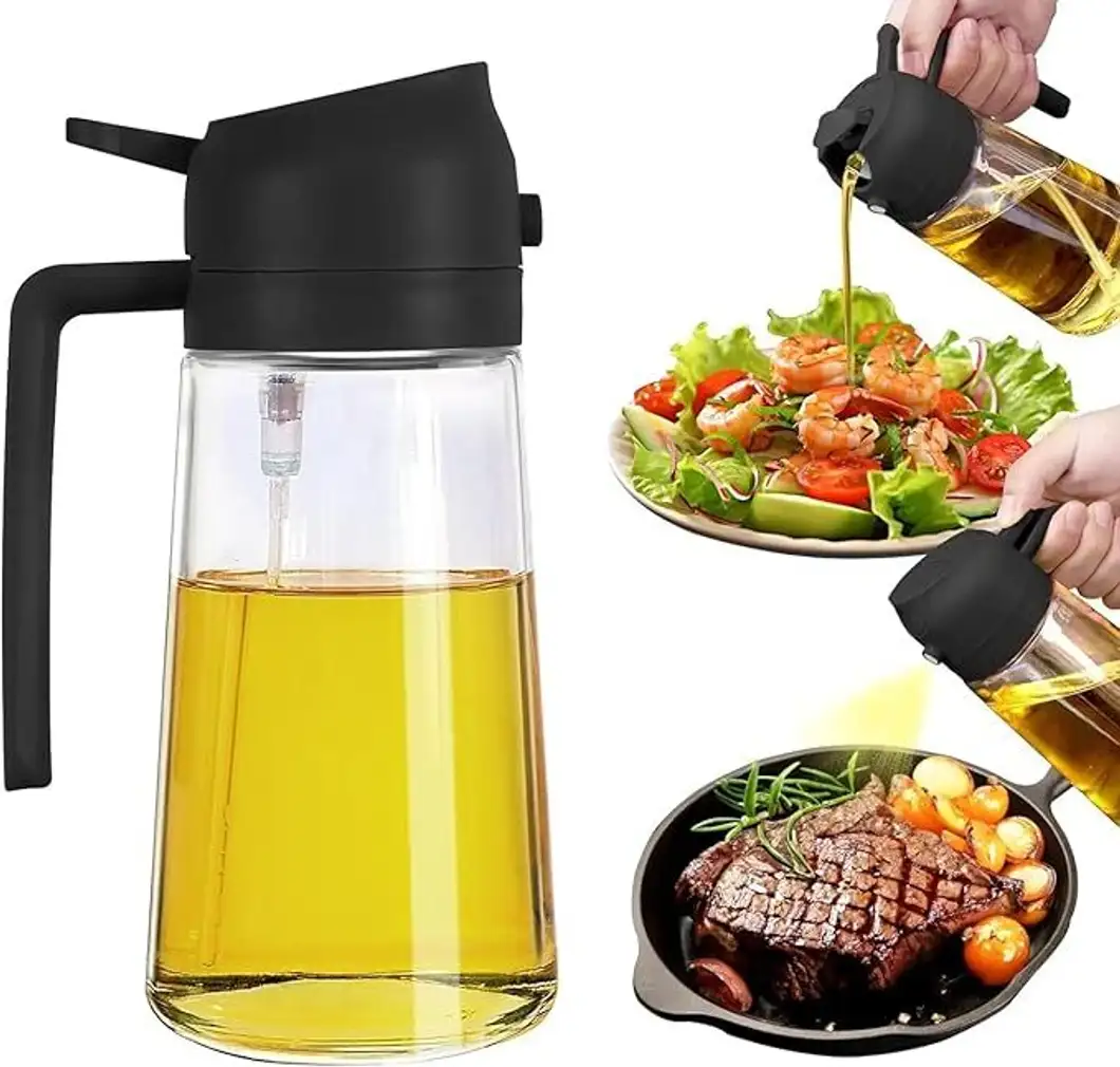 Picture of 2 in 1 Oil Sprayer Bottle 500ml Glass Olive Oil Dispenser Spray Bottle Cooking Oil Sprayer Vinegar Soy Sauce Dispenser Kitchen Gadget Multicolor