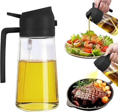 Picture of 2 in 1 Oil Sprayer Bottle 500ml Glass Olive Oil Dispenser Spray Bottle Cooking Oil Sprayer Vinegar Soy Sauce Dispenser Kitchen Gadget Multicolor