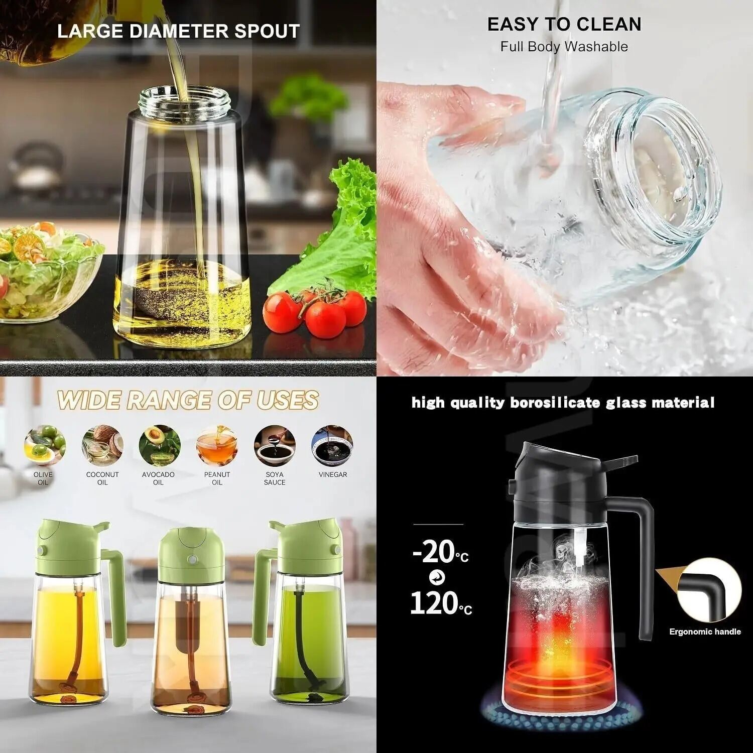 Picture of 2 in 1 Oil Sprayer Bottle 500ml Glass Olive Oil Dispenser Spray Bottle Cooking Oil Sprayer Vinegar Soy Sauce Dispenser Kitchen Gadget Multicolor