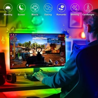 Picture of TV LED Backlight RGB USB LED Strip Light 5050 5V – Bias Background Lighting for HDTV, LCD Monitor, Desktop PC, Gaming Setup & Home Decoration Multicolor