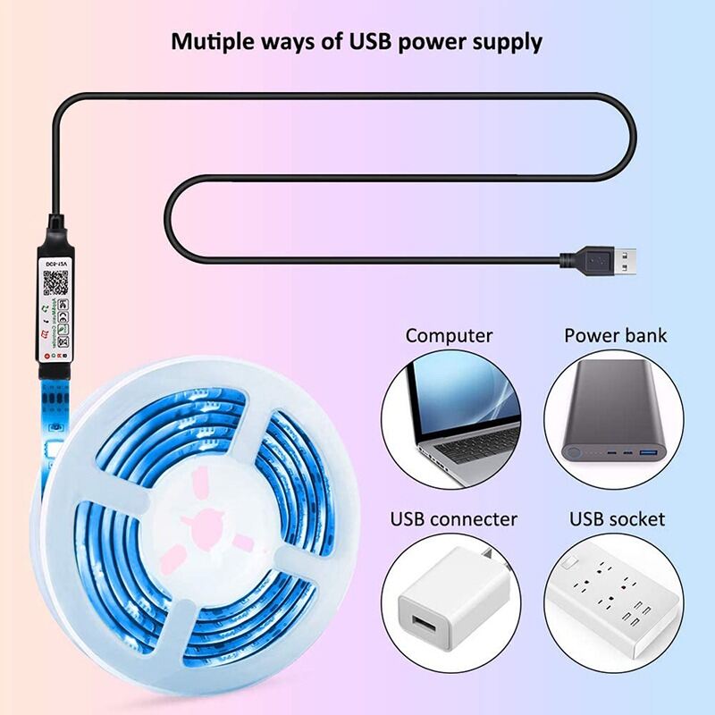 Picture of TV LED Backlight RGB USB LED Strip Light 5050 5V – Bias Background Lighting for HDTV, LCD Monitor, Desktop PC, Gaming Setup & Home Decoration Multicolor
