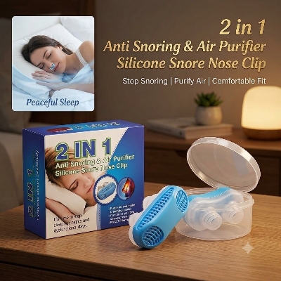 Picture of 2 in 1 Anti Snoring & Air Purifier Silicone Snore Nose Clip Stop Snoring Device Breathing Nose Vents Congestion Relief Sleep Aid for Men & Women Multicolor