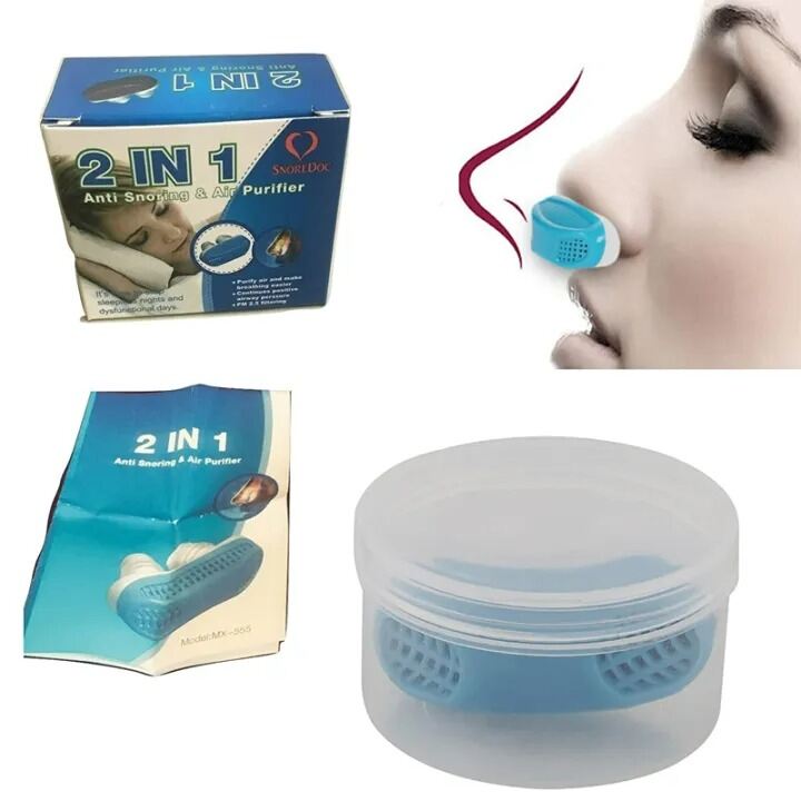 Picture of 2 in 1 Anti Snoring & Air Purifier Silicone Snore Nose Clip Stop Snoring Device Breathing Nose Vents Congestion Relief Sleep Aid for Men & Women Multicolor