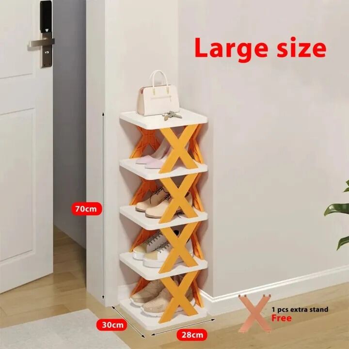 Picture of Multifunctional 5 Layer Shoe Rack Premium Space Saving Shoes Organizer Cabinet Durable Standing Shelf for Home Bedroom & Living Room White