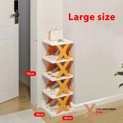 Picture of Multifunctional 5 Layer Shoe Rack Premium Space Saving Shoes Organizer Cabinet Durable Standing Shelf for Home Bedroom & Living Room White