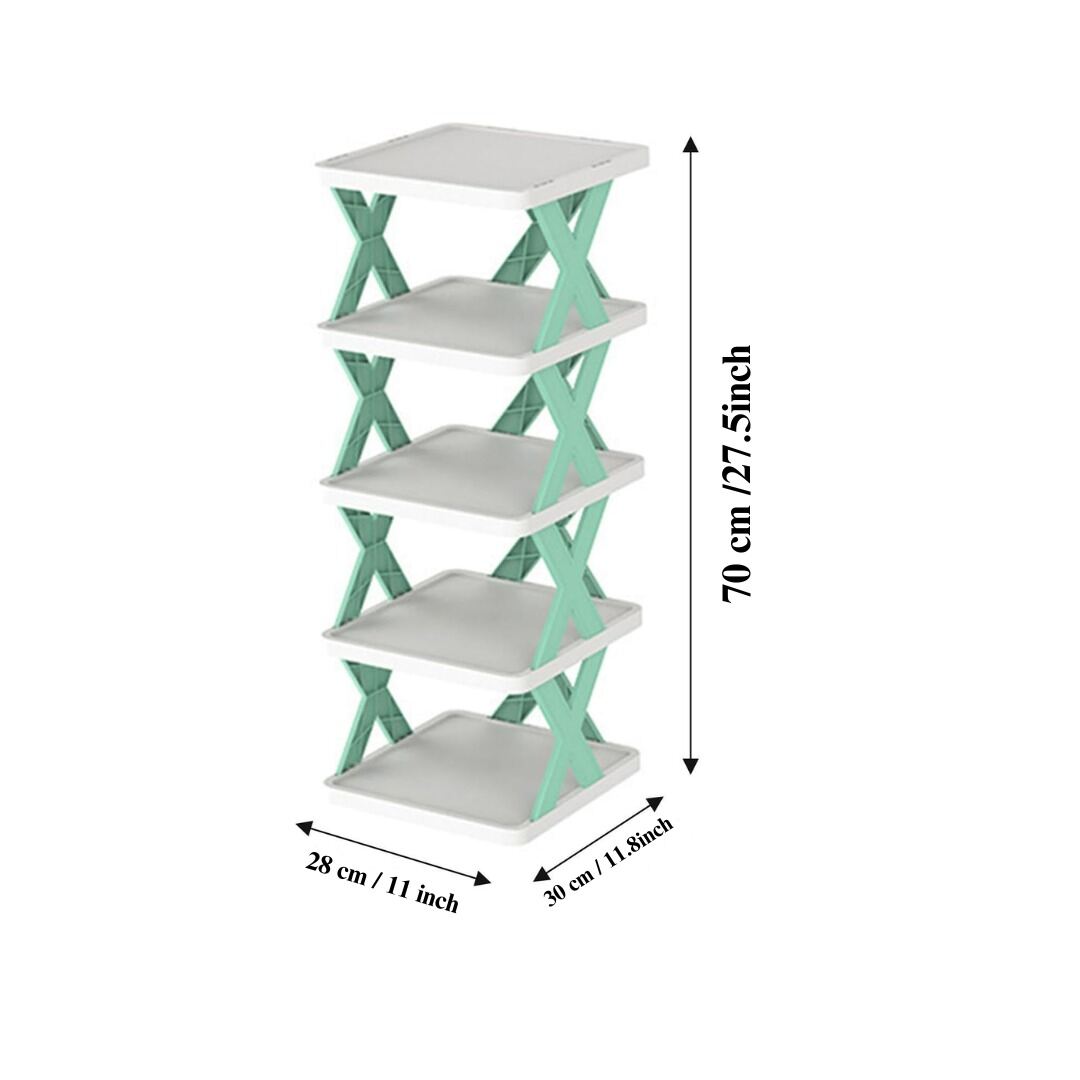 Picture of Multifunctional 5 Layer Shoe Rack Premium Space Saving Shoes Organizer Cabinet Durable Standing Shelf for Home Bedroom & Living Room White