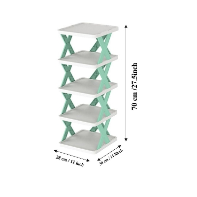 Picture of Multifunctional 5 Layer Shoe Rack Premium Space Saving Shoes Organizer Cabinet Durable Standing Shelf for Home Bedroom & Living Room White