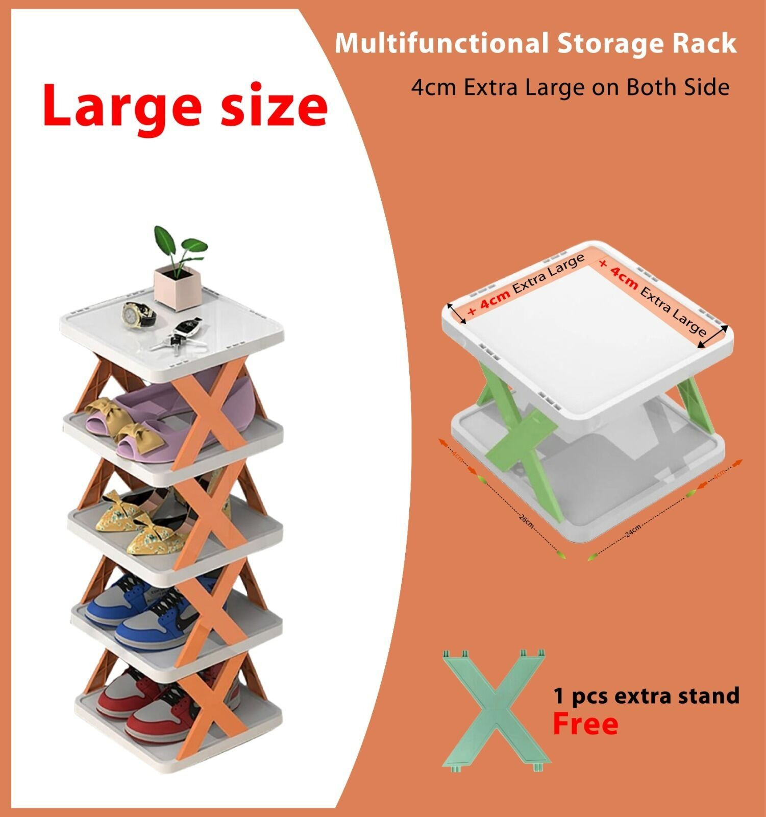 Picture of Multifunctional 5 Layer Shoe Rack Premium Space Saving Shoes Organizer Cabinet Durable Standing Shelf for Home Bedroom & Living Room White