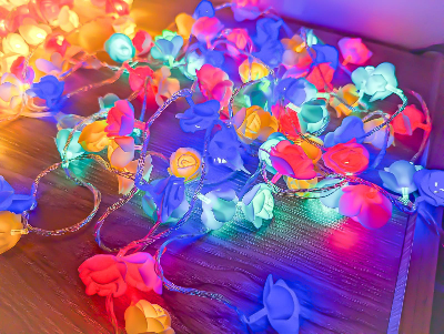 Picture of Rose Fairy LED String Lights with Rose Multi Color 80 LED 25ft 8 Lighting Modes Bedroom Wedding Party Home Room Decoration Fairy Lights Multicolor