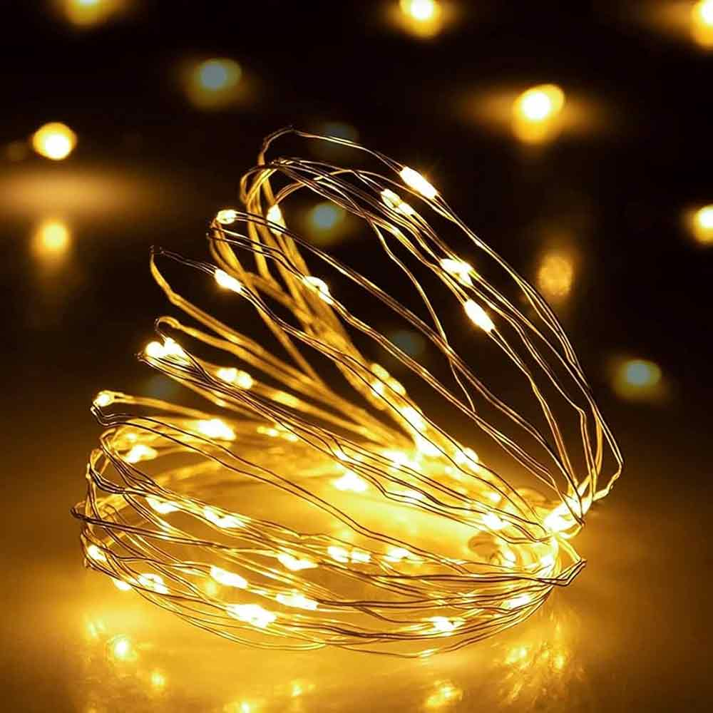 Picture of String LED Fairy Lights 16ft 50 LED Battery Operated Decorative String Lights for Bedroom Wedding Party Home Room Decoration - Warm White