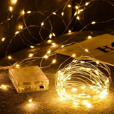 Picture of String LED Fairy Lights 16ft 50 LED Battery Operated Decorative String Lights for Bedroom Wedding Party Home Room Decoration - Warm White