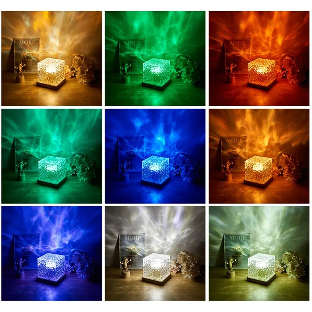 Picture of GC Dynamic Rotating Water Ripple Night Light – 16 Color RGB Atmosphere Projector Lamp with Remote Control, 3W LED Mood Light for Bedroom, Living Room, Photography & Home Decoration Multicolor