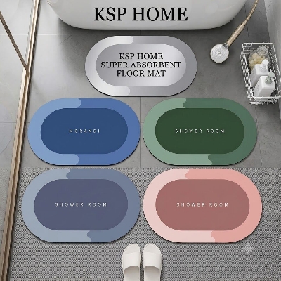 Picture of KSP HOME Super Absorbent Floor Mat 40×60cm – Soft Quick Dry Bath Mat, Bathroom Carpet, Doormat, Non-Slip Cushion Mat for Home & Office (Multicolor)